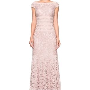 Tadashi Shoji Lace Gown in Antique Pink